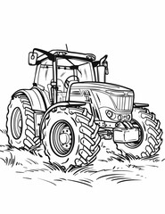 Tractor Coloring Book Sketch Illustration