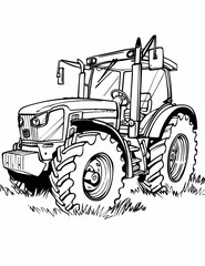 Tractor Coloring Book Sketch Illustration