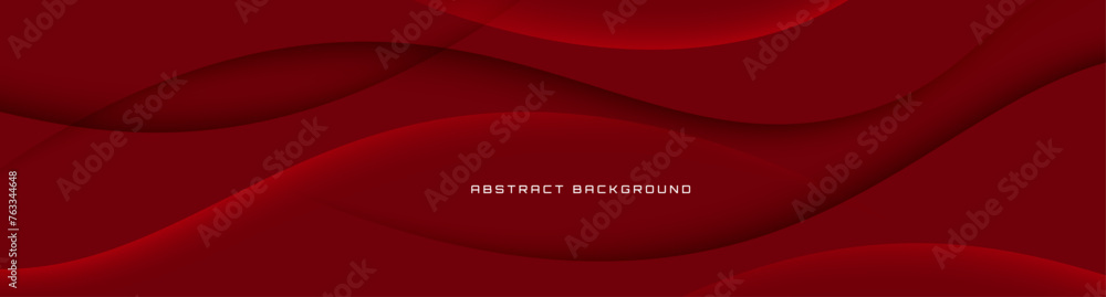 Poster 3d red geometric abstract background overlap layer on dark space with waves decoration. minimalist m