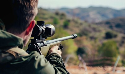 Fototapeta premium Marksman targeting a subject 