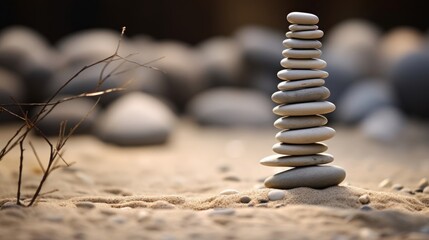 In a serene Zen garden a Doric column stands amidst raked sand and stones