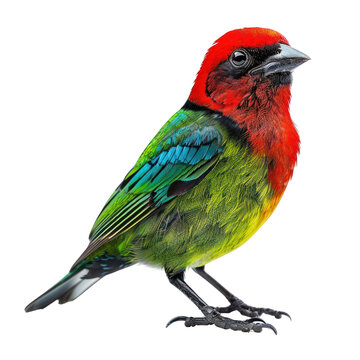 red necked tanager on isolated transparent background