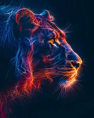 Foto op Plexiglas Colorful wild lion. Pop art futuristic style in neon colors.  © Davy