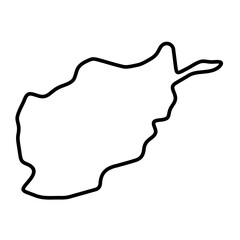 Afghanistan country simplified map. Thick black outline contour. Simple vector icon
