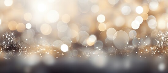 Blurry lights in a silver abstract bokeh Christmas background