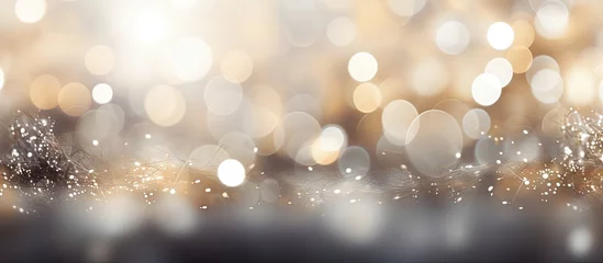 Foto op Plexiglas Blurry lights in a silver abstract bokeh Christmas background © Ilgun