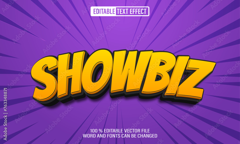 Poster editable 3d text style effect - showbiz text effect template