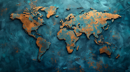 blue vintage world map illustration.