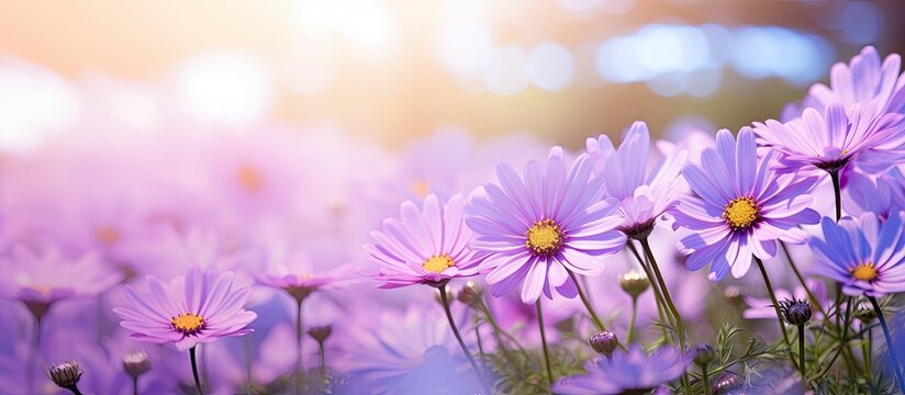 Purple flowers blooming in a sunny field