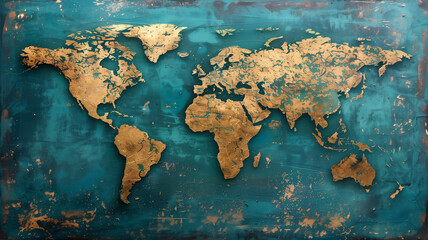 blue vintage world map illustration.