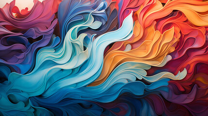 Vibrant Abstract Art with Flowing Color Waves