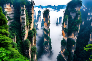 The mesmerizing beauty of China s Zhangjiajie National Forest Park, with towering sandstone pillars shrouded in mist