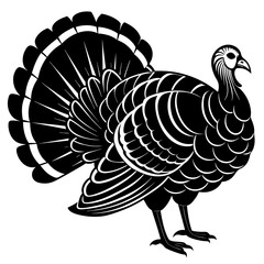 Turkey.    An icon for the menu of a restaurant or culinary site. Black and white vector.