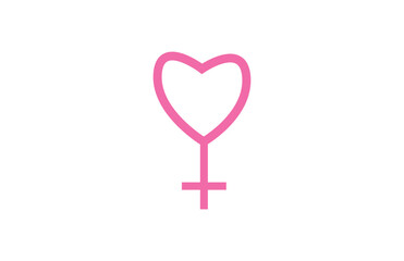 Hetero female sign with heart shape solid icon, Mother day concept, Heart shape with gender sign on white background, female symbol in glyph style for mobile and web. Vector graphics.