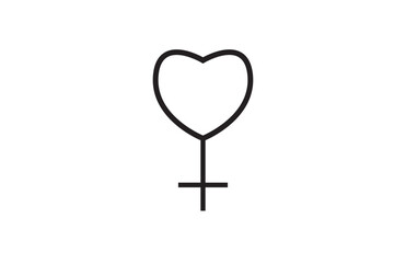 Hetero female sign with heart shape solid icon, Mother day concept, Heart shape with gender sign on white background, female symbol in glyph style for mobile and web. Vector graphics.