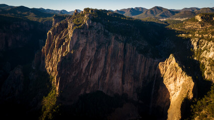 aerial of basaseachic falls national park Mexico copper canyon state of chihuahua rock formation in...