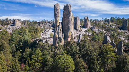 Mexico Chihuahua Creel Monk stone valley natural landmark landscape travel destination aerial view