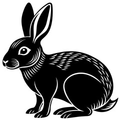 Rabbit.    An icon for the menu of a restaurant or culinary site. Black and white vector.