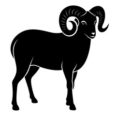 lamb or ram .    An icon for the menu of a restaurant or culinary site. Black and white vector.