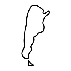 Argentina country simplified map. Thick black outline contour. Simple vector icon