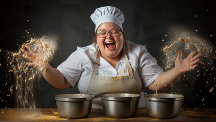 Down syndrome persona, resilience and positivity, radiant joy, genuine smile.