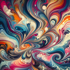Obraz premium Abstract marbled acrylic paint ink painted waves painting texture colorful background banner, Bold colors, wave, wallpaper, pattern, colourful, illustration, Ai generated 