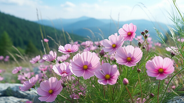 flowers in the mountains  high definition(hd) photographic creative image
