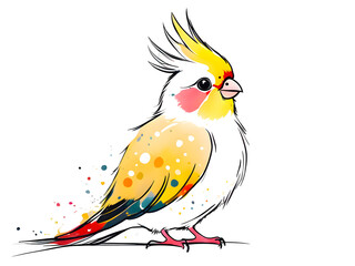 Obraz premium a cute colorful Cockatiel Illustration material