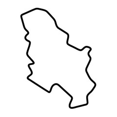 Serbia country simplified map. Thick black outline contour. Simple vector icon