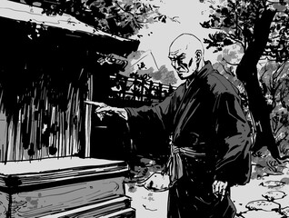 Fototapeta premium Traditional Monk Character Illustration