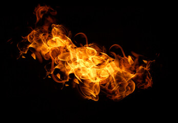 flame isolated on black background