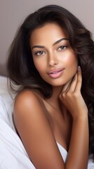 Obraz premium Perfect tanned woman with perfect skin big full 