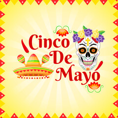 Vector illustration of Cinco de Mayo social media feed template