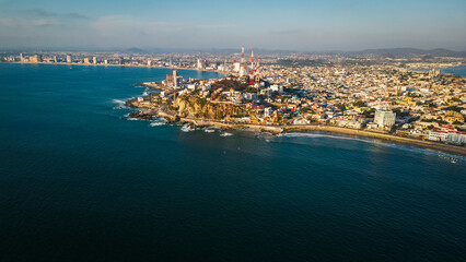 aerial view of Mazatlan Mexico City with coastline Pacific Ocean  - obrazy, fototapety, plakaty
