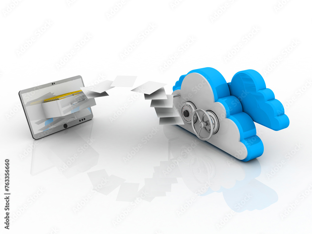 Aufkleber 3d rendering cloud mobile folder