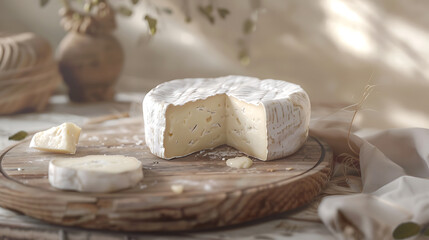 Fototapeta na wymiar Camembert cheese on a wooden board. 