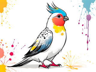Obraz premium a cute colorful Cockatiel Illustration material