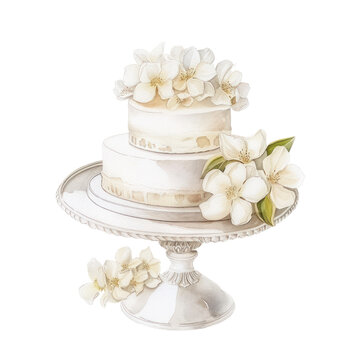 recommend clip art: Watercolor white wedding cake with floral , Watercolor wedding clipart  