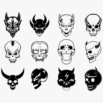 collection of skull demon logos