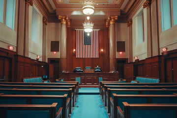 Judicial Proceedings in the American Courtroom - obrazy, fototapety, plakaty