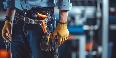 Uniformed Technician Equipped with Necessary Tools for Regular Maintenance and Updates