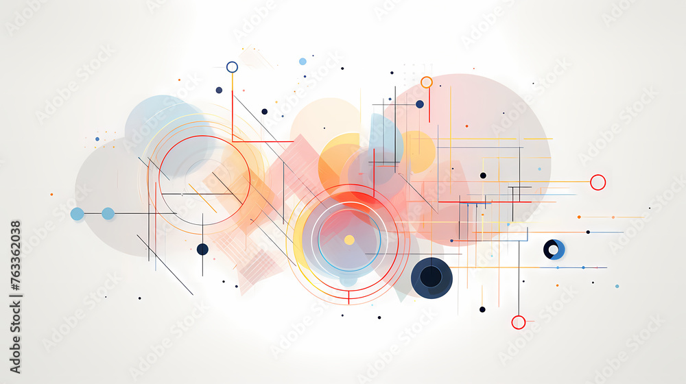 Aufkleber Abstract flat vector design featuring circles and lines