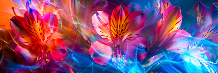 Obraz premium Bunte Blume, ein buntes Blumenstrauss in strahlenden Farben. 