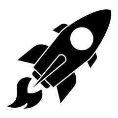 Rocket flat icon. Rocket launch. Modern startup symbol. Vector illustration