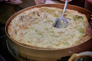 italian gorgonzola cheese on display