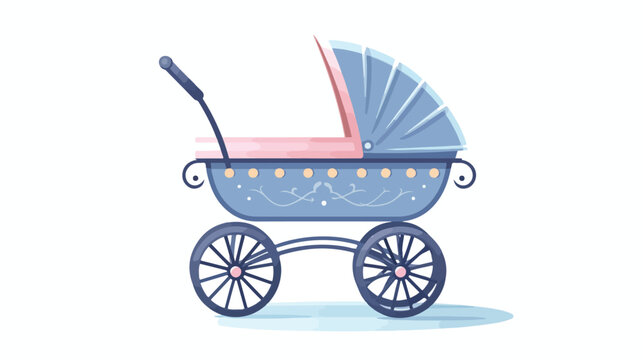 Flat baby carriage vector icon.  flat vector isolated