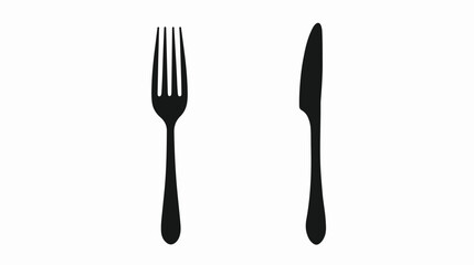 Fork and knife icon logo. Simple flat shape restaurant  - obrazy, fototapety, plakaty