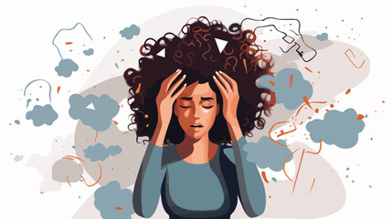 Frustrated woman with nervous problem feel anxiety an