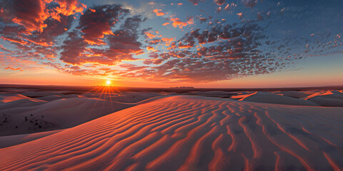 sunset over the desert,Beautiful sunset over the sand dunes in the arabian empty quarter desert, Sand dunes in the desert at sunrise. Natural landscape background
