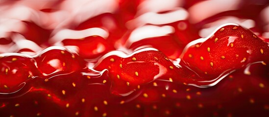 Many heart-shaped candies on red surface